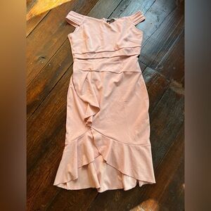 Knitee dusty pink XL 16-18 women’s fit & flare dress sleeveless ruffle bodycon